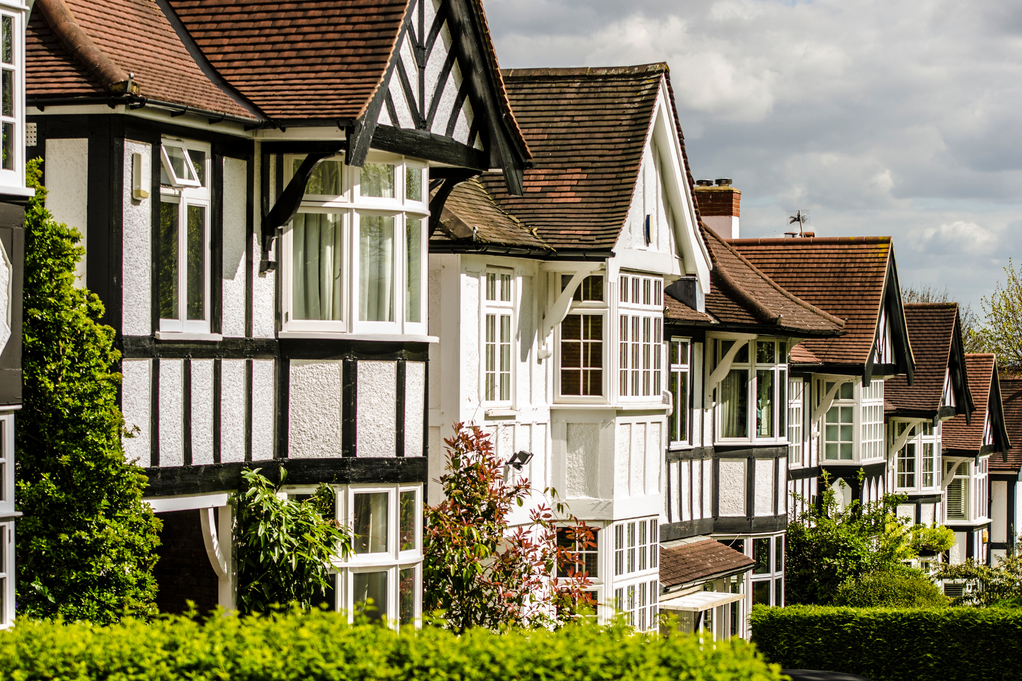 Row of properties on a residential street.